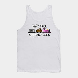 Pregnancy Announcement Steam Train, Baby Girl Arriving Soon Tank Top